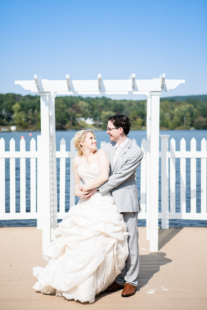 Bride and Groom on the dock at Crystal Cove